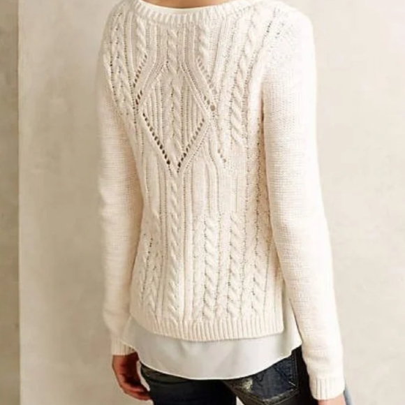 Moth Sweater‎ Medium Chunky Cable Knit Fisherman Layered Office Academia Preppy - Picture 1 of 11